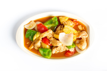 Chinese cuisine Stir fried chicken with Sweet and sour sauce