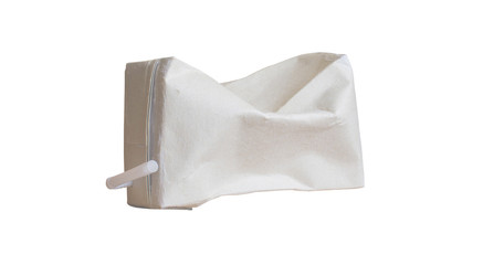 Used  Brown milk carton is crumple isolated on white background