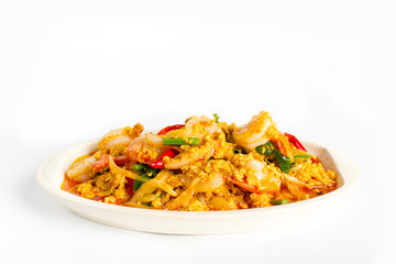 Stir fried shrimp in indian yellow powder
