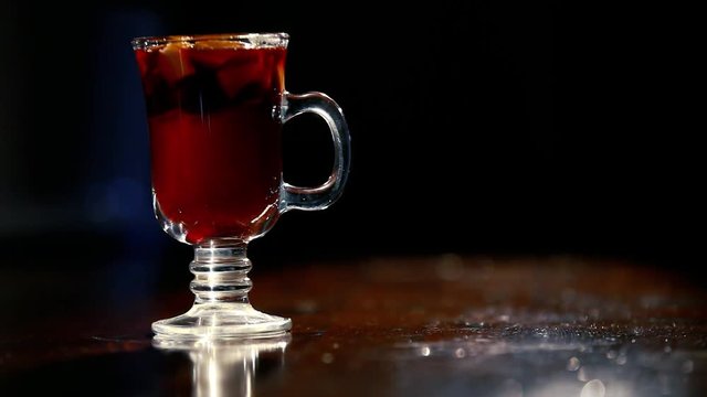 Glass with mulled wine.
