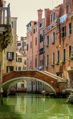 Fototapeta na wymiar Venice - View from water street to old buildings