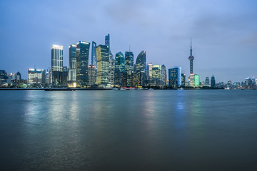Naklejka na ściany i meble Shanghai skyline panorama,landmarks of Shanghai with Huangpu river in China.