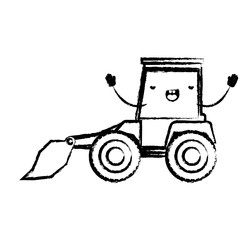 bulldozer flat icon monochrome cartoon blurred silhouette