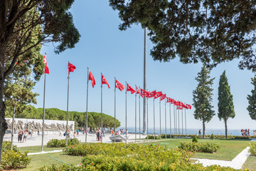 Canakkale Martyrs' Memorial area is a war memorial commemorating the service of about Turkish soldiers who participated at the Battle of Gallipoli.TURKEY, Canakkale,18 August 2017.