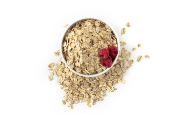 Breakfast of oatmeal with berries in the cup