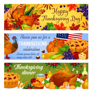 Thanksgiving day vector American banners