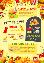 Fast food vector poster of fastfood meals