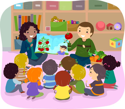 Stickman Kids Story Vegetables Illustration