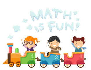 Obraz na płótnie Canvas Stickman Kids Train Math 123 Illustration
