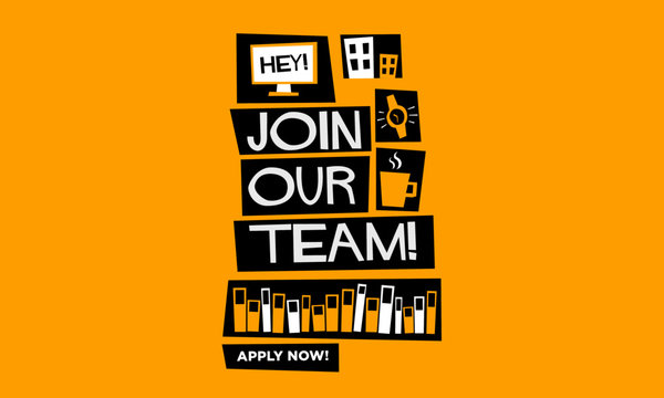 Join our team! (Flat Style Vector Illustration Recruitment Poster Design) with text box template 