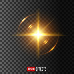 Light flash with lens flare effect vector icon