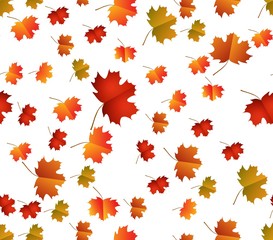 Naklejka na ściany i meble Seamless pattern with colorful autumn leaves