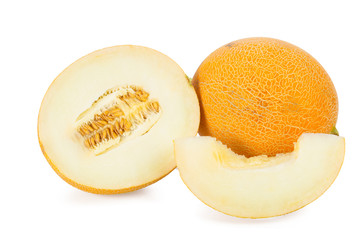 Fototapeta na wymiar sliced melon isolated on white background