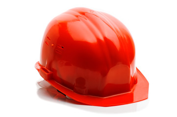 Red helmet isolated on a over white background