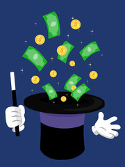 Money Magic Hat Illustration