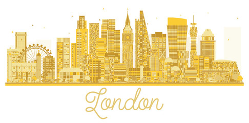 London City skyline golden silhouette.