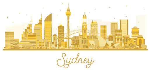 Naklejka premium Sydney City skyline golden silhouette.