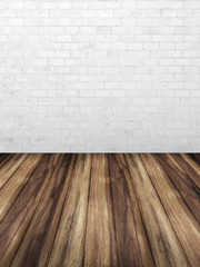 Vintage interior with white bricks wall