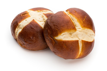 Freshly baked bread isolated on white background.