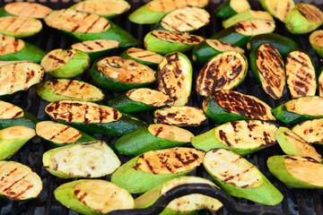 Grilled zucchini. Slices of grilled zucchini.