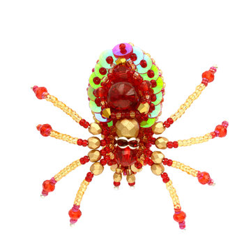 Red Spider Brooch. Isolated