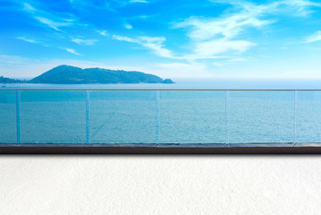 Outdoor balcony deck and beautiful sea view.