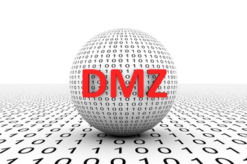 DMZ conceptual sphere binary code 3d illustration
