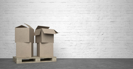 card boxes on pallet