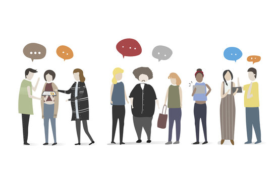 Illustration of people connection vector set