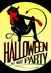 Devil woman Halloween party design.