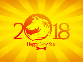 2018 Happy new year card or invitation card design concept