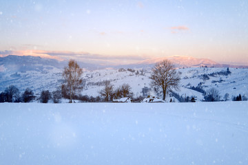 Beautiful winter mountain snowy alpine landscape