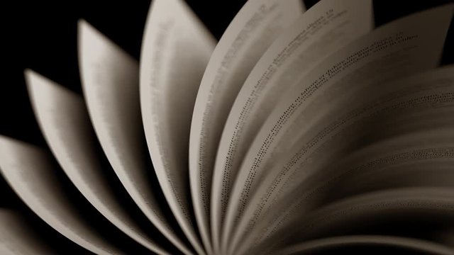 Turning old book pages, close-up. Seamless loop