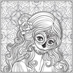 Portrait of a young beautiful girl in Halloween or Day of the De