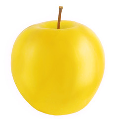 Ripe yellow apple isolated on white