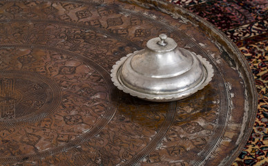 Old copper pot used for cooking