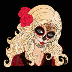 Portrait of a young beautiful girl in Halloween or Day of the De