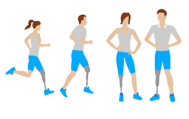 Prosthesis for legs vector flat icons.