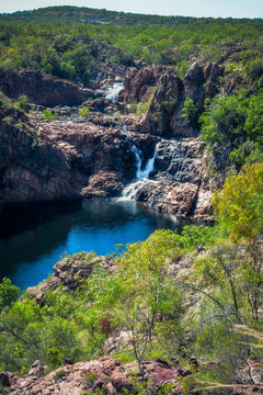 Pools and waterfalls viewed from above at Bernang lookout, Edith Falls, Katherine, Australia.