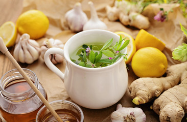 herbal tea and honey