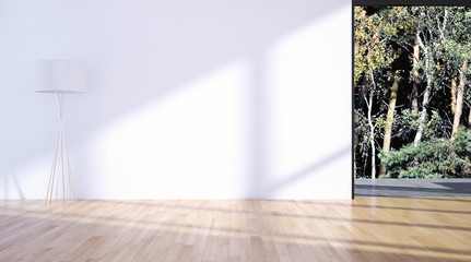 Obraz na płótnie Canvas Modern bright living room, white wall. 3D rendering