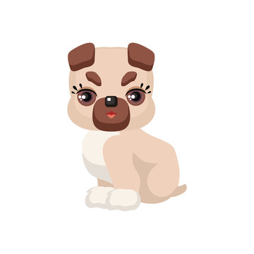Vector image of a cute purebred dogs in cartoon style. Children's illustration.