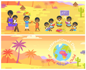 Fototapeta premium International Day of African Child Banners Set