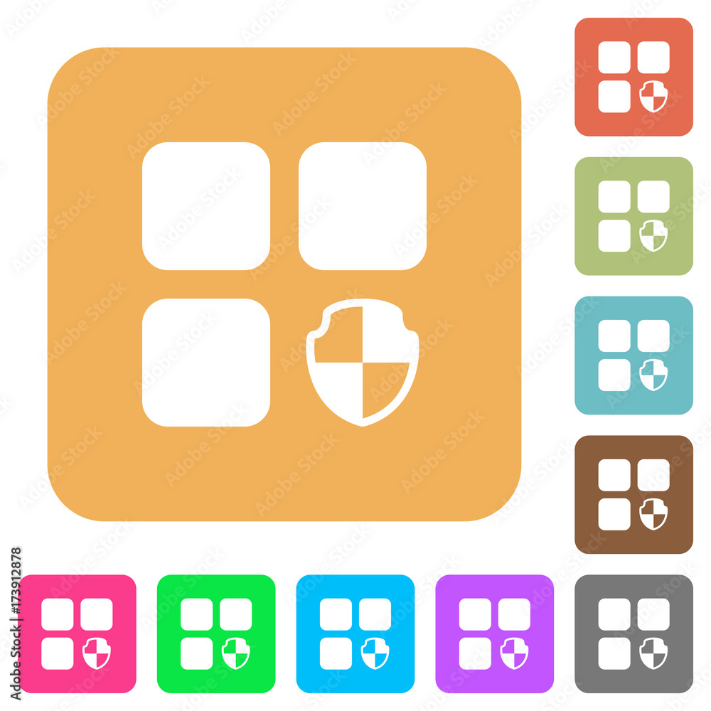 Poster protect component rounded square flat icons