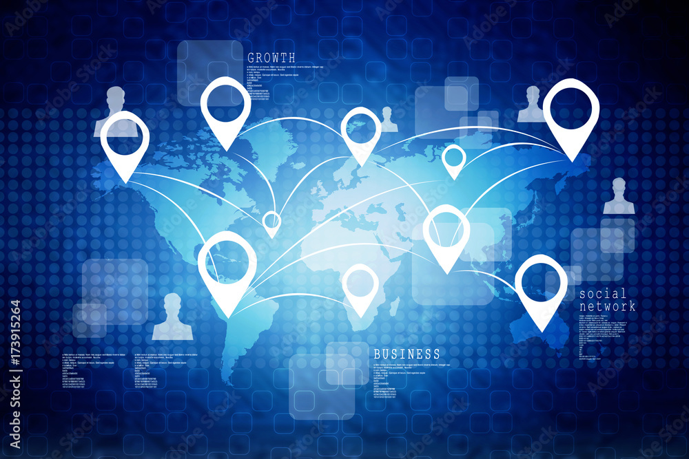Poster 2d rendering red map pointer
