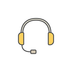 Headset colorful icon - vector customer service and support sign