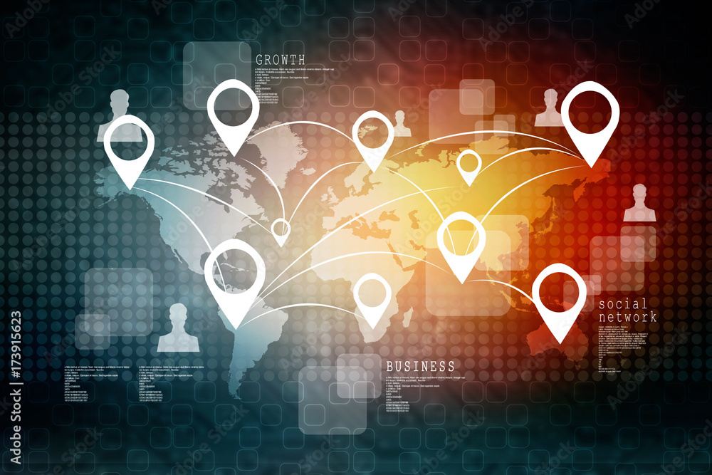 Poster 2d rendering red map pointer