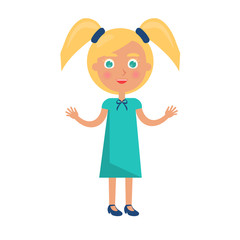 Blonde Girl with Ponytails in Happy Childrens Day