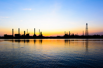 Oil refining plant in the evening light