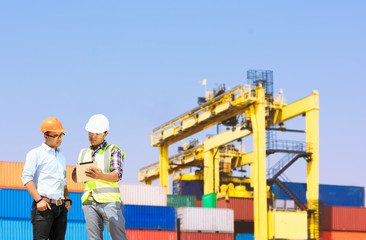 Crane inspection engineers at the port.
